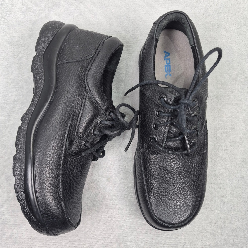 APEX Ariya Black Leather Lace Up Casual Dress Shoes Y900M Men's 9.5 Orthopedic